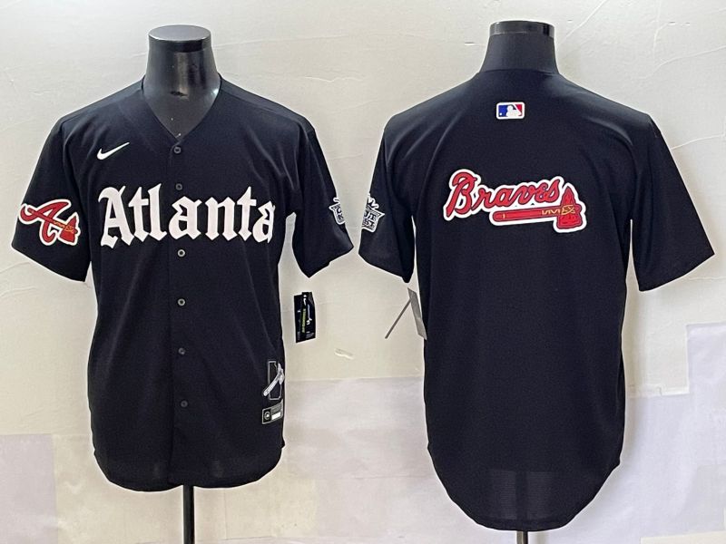 Men 2025 Atlanta Braves Blank Black Five generations Joint Name Nike MLB Jersey style 7